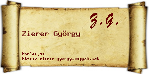 Zierer György névjegykártya